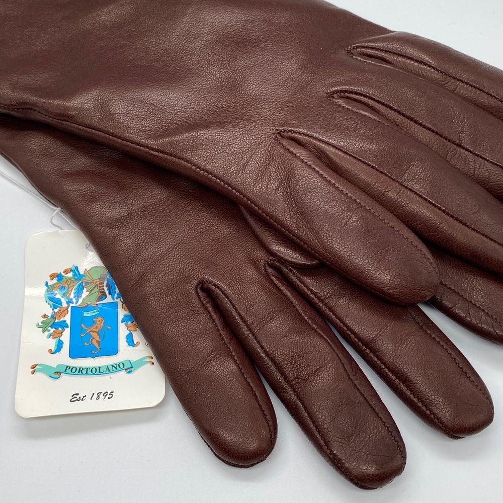 Portolano Brown Leather Gloves with Cashmere Lining